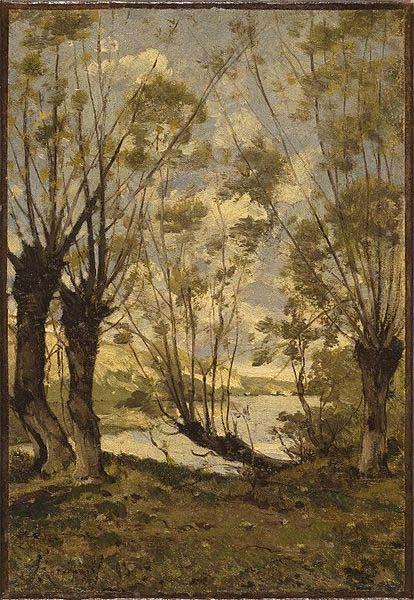 Henri Harpignies Willows on the Banks of the Loire oil painting picture